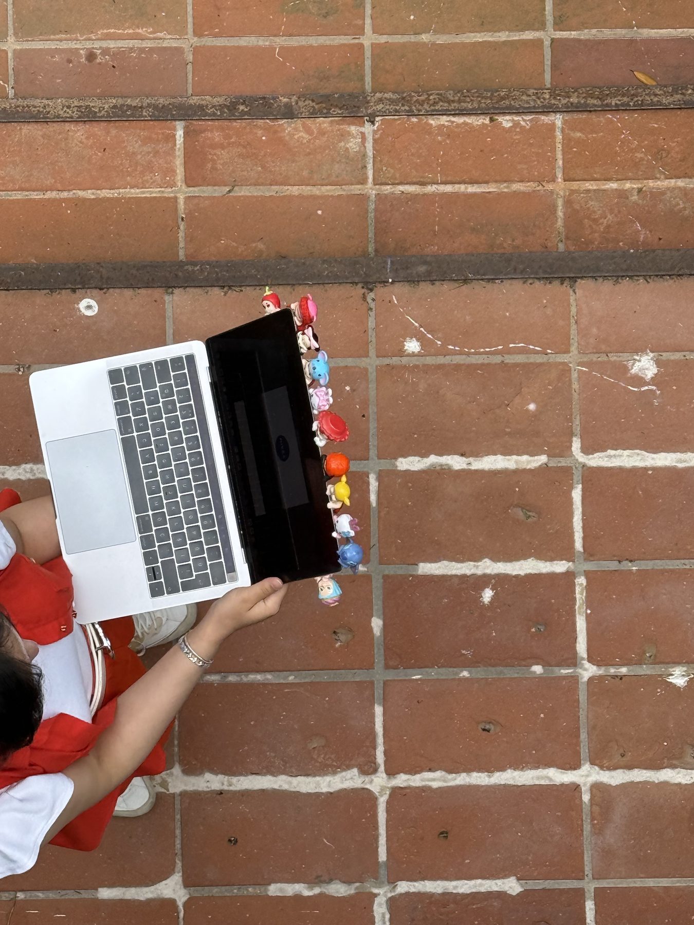 A laptop on the brick